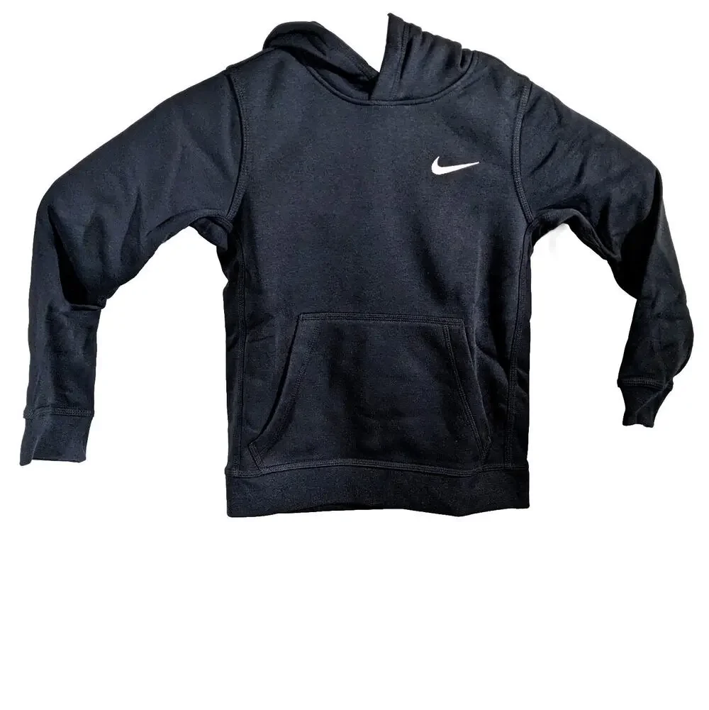 Nike Hoodie Boys Small Black Logo Sweatshirt Sportswear Hooded Pullover